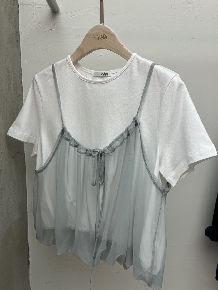 Verbena韓國直郵實拍女士新款人氣休閑職業推薦T恤假兩件VerbenaT恤圖色2