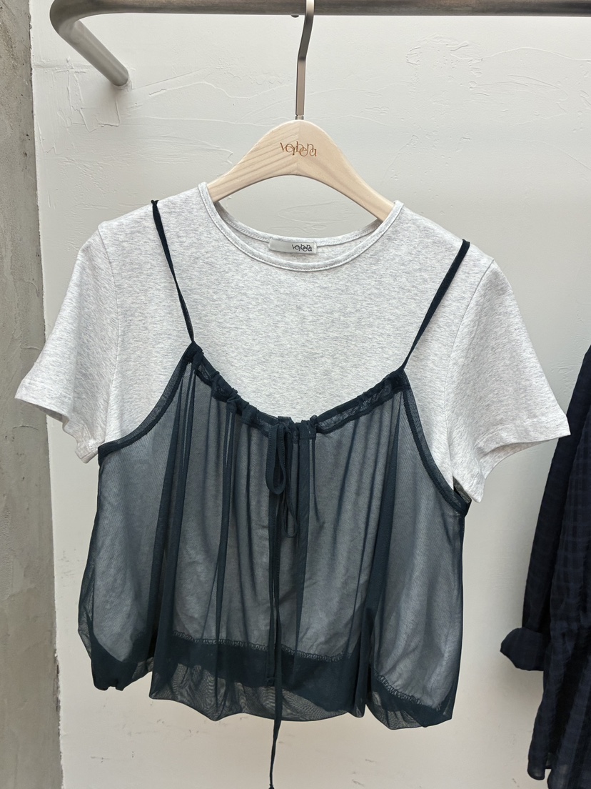 Verbena韓國直郵實拍女士新款人氣休閑職業推薦T恤假兩件VerbenaT恤圖色3