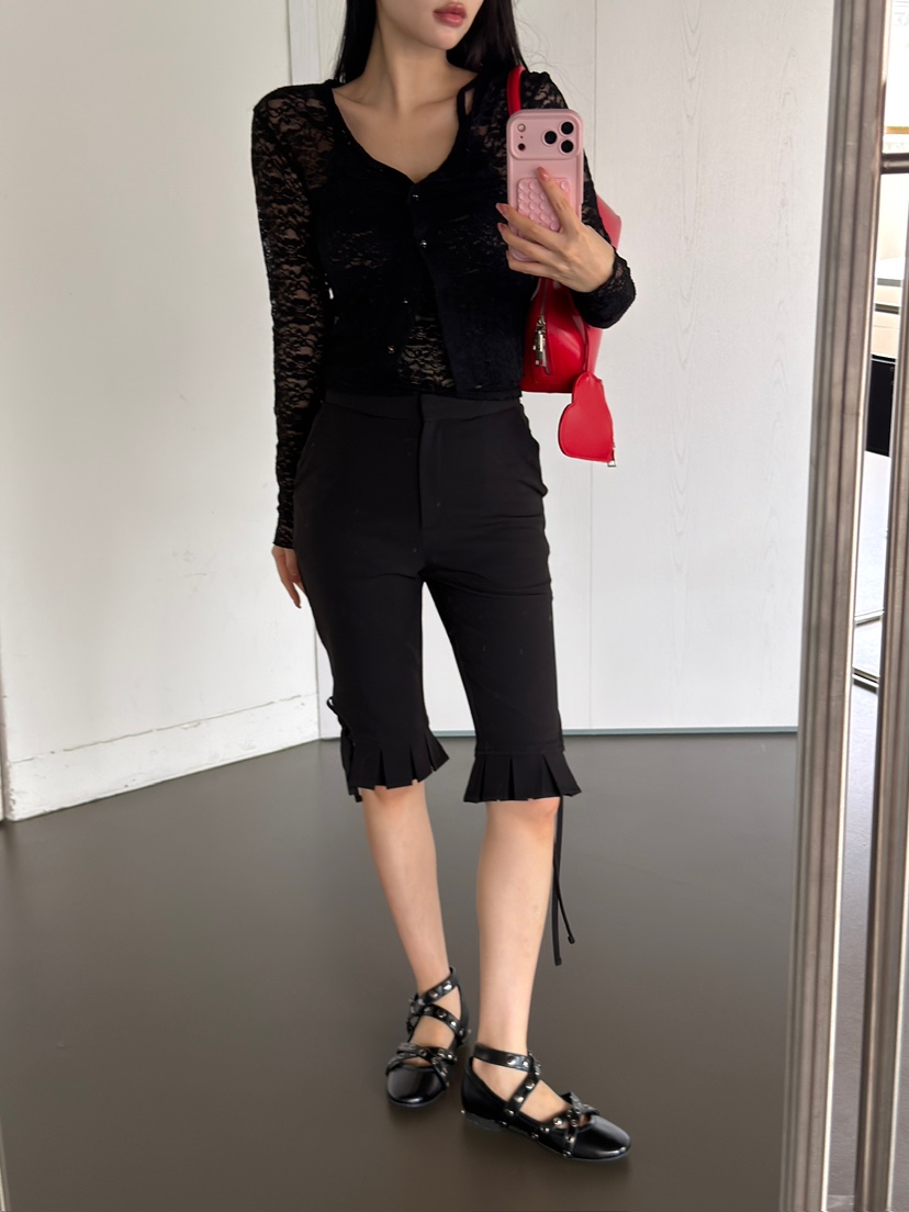 JOURNEY韓國代購女士新品時尚熱賣打底褲鯊魚褲七分褲荷葉邊JOURNEY打底褲/鯊魚褲