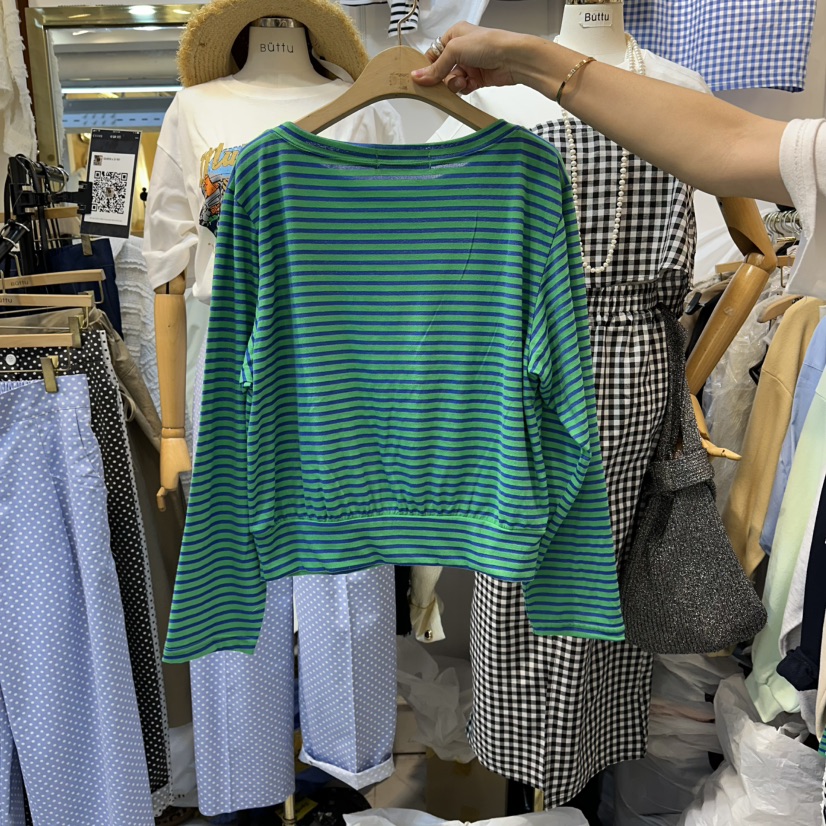 BUTTU/10 OCLOCK韓國東大門代購女士新品職業長袖T恤插肩袖BUTTU/10 OCLOCK長袖T恤