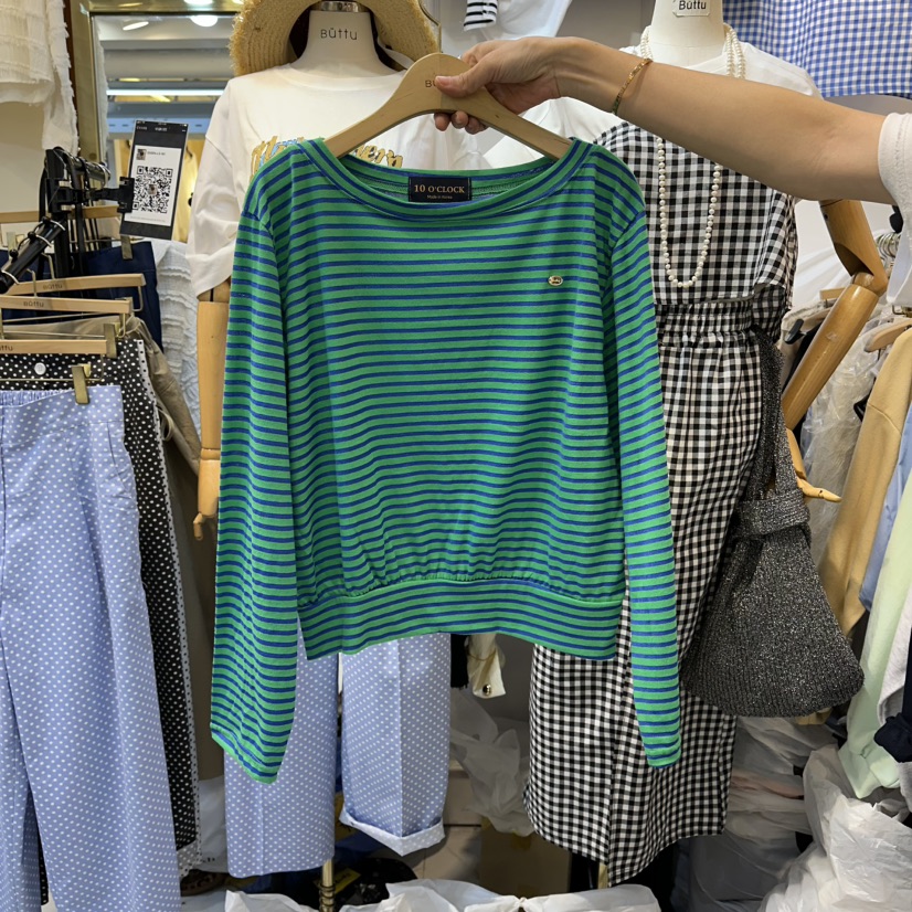 BUTTU/10 OCLOCK韓國東大門代購女士新品職業長袖T恤插肩袖BUTTU/10 OCLOCK長袖T恤圖色1