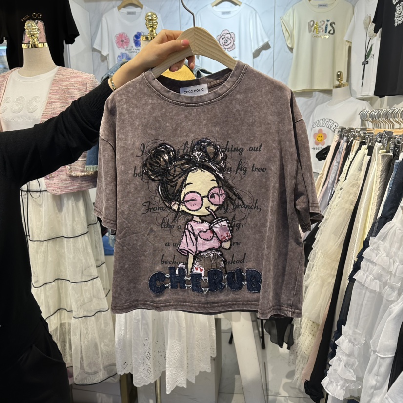 COCO HOLIC韓國直郵女士新品職業推薦人氣時尚休閑熱賣T恤COCO HOLICT恤圖色1