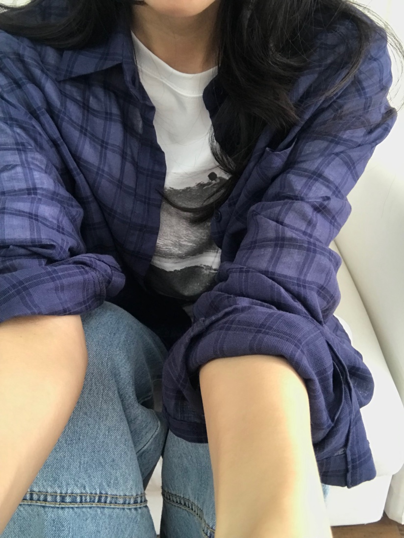 ME MO韓國直郵女裝新款熱賣時尚襯衫蕾絲衫不含內搭格紋ME MO襯衫/蕾絲衫