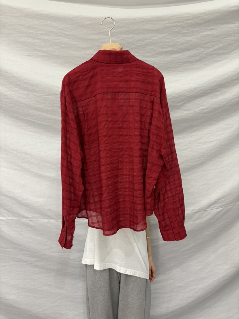 ME MO韓國直郵女裝新款熱賣時尚襯衫蕾絲衫不含內搭格紋ME MO襯衫/蕾絲衫