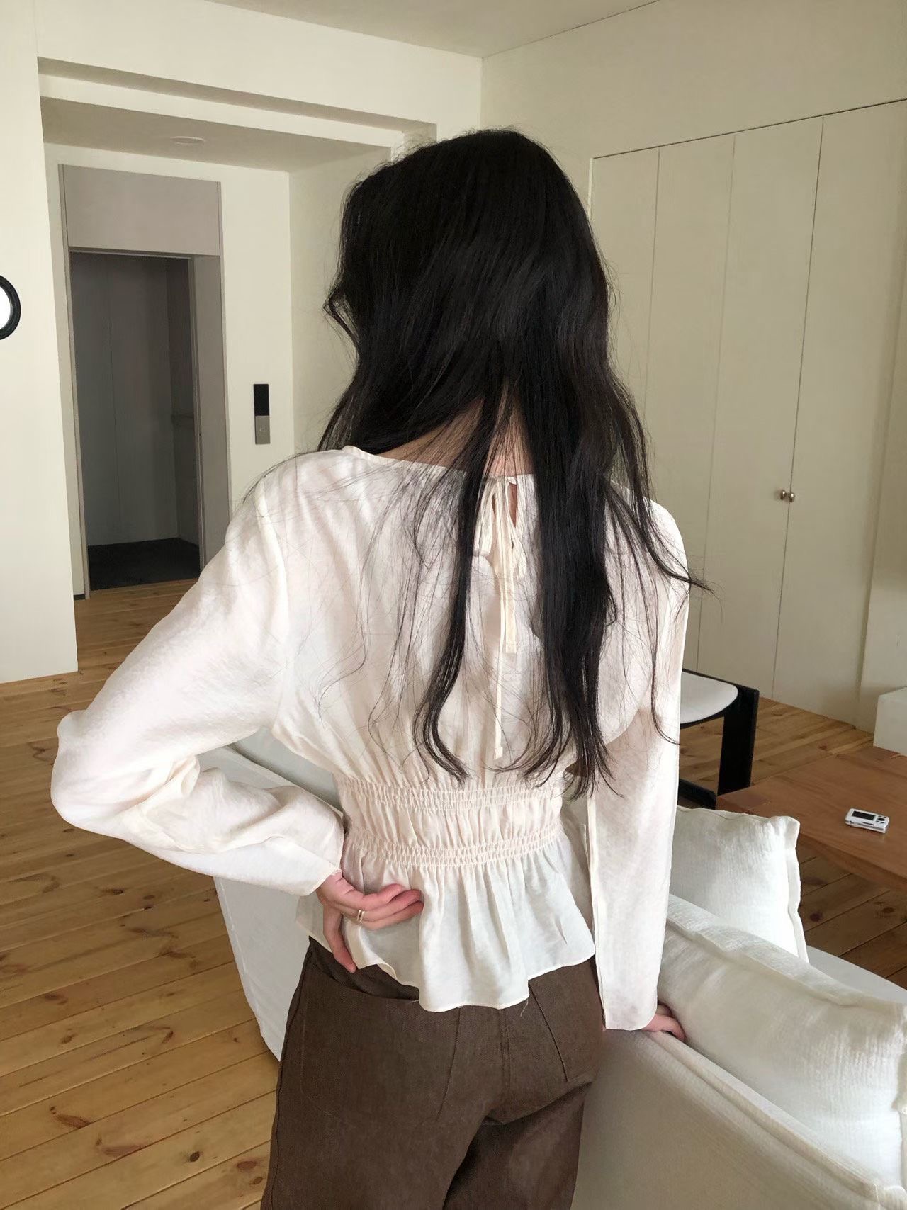 WEATHER韓國直郵女裝新品真品26春夏熱賣人氣襯衫蕾絲衫褶皺GOBSLMURI-ot襯衫/蕾絲衫