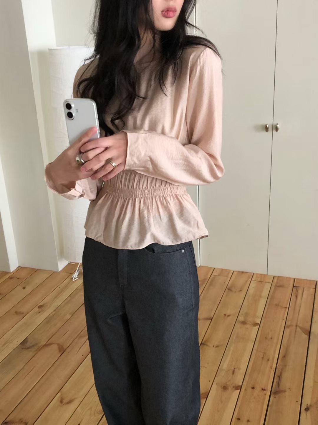 WEATHER韓國直郵女裝新品真品26春夏熱賣人氣襯衫蕾絲衫褶皺GOBSLMURI-ot襯衫/蕾絲衫