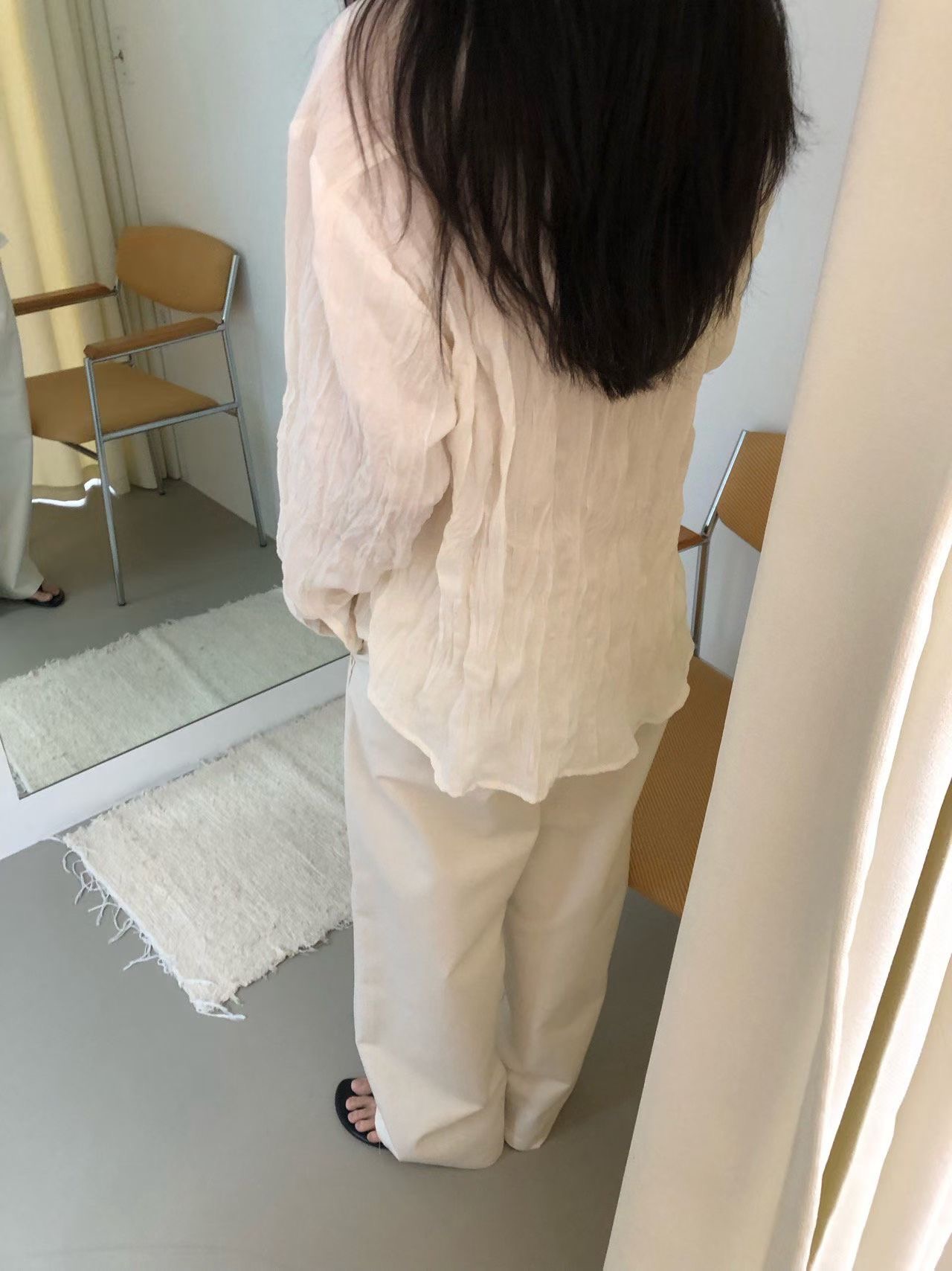 WEATHER韓國直郵女士新款時尚真品26春夏襯衫蕾絲衫系帶褶裥GOBSLMURI-ot襯衫/蕾絲衫