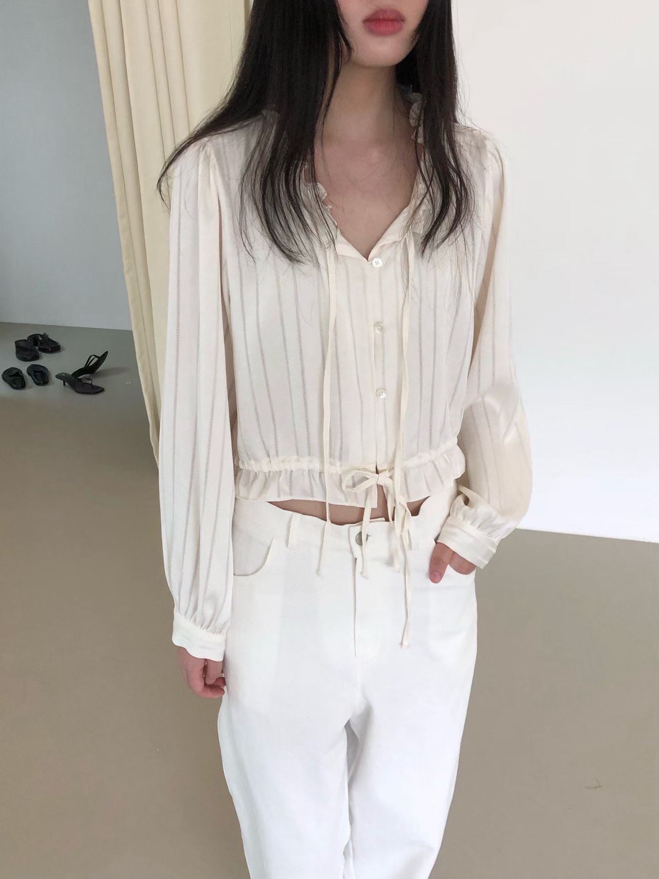 WEATHER東大門直郵女裝新款26春夏人氣熱賣職業襯衫蕾絲衫GOBSLMURI-ot襯衫/蕾絲衫圖色1