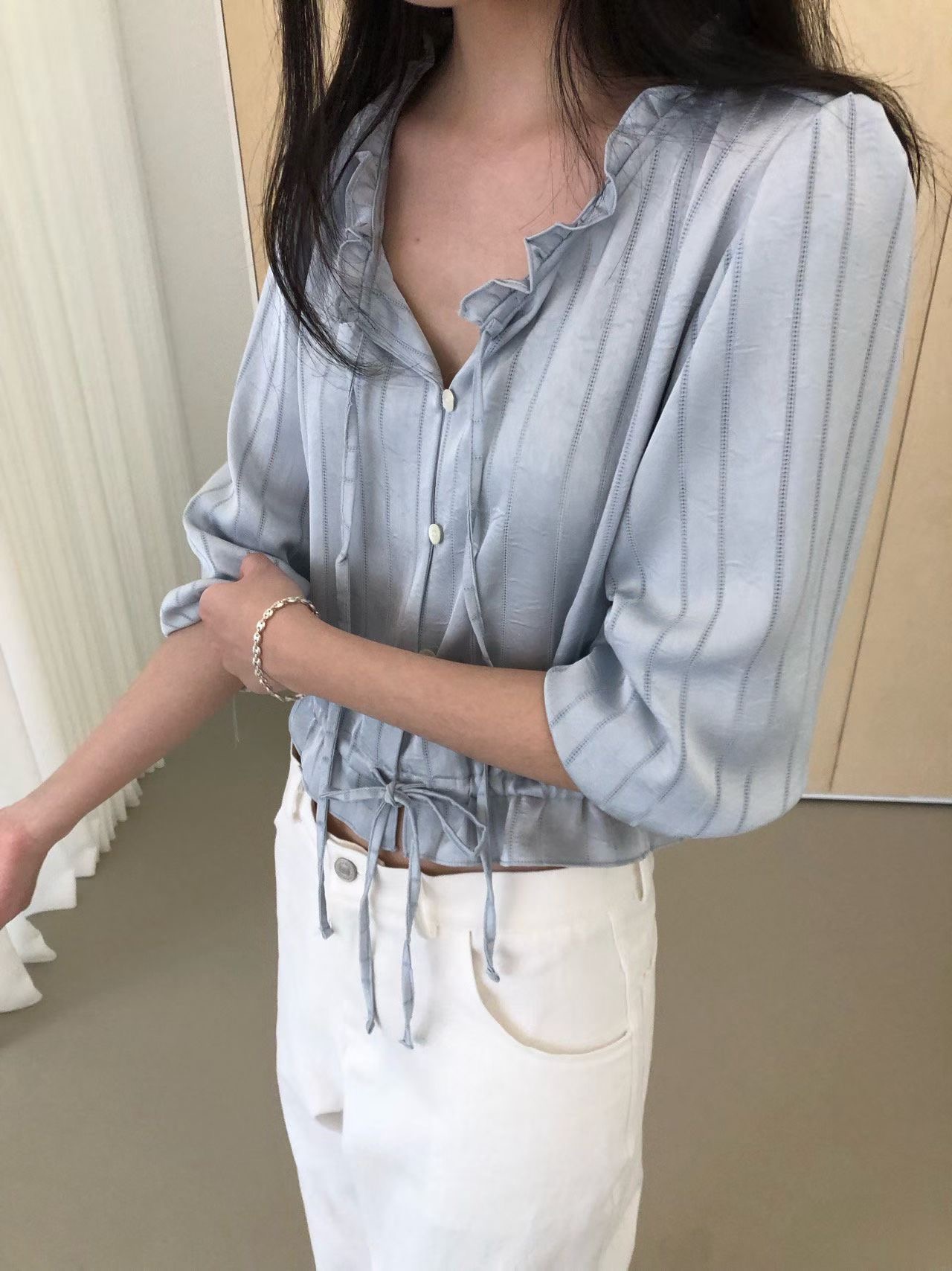 WEATHER東大門直郵女裝新款26春夏人氣熱賣職業襯衫蕾絲衫GOBSLMURI-ot襯衫/蕾絲衫圖色2