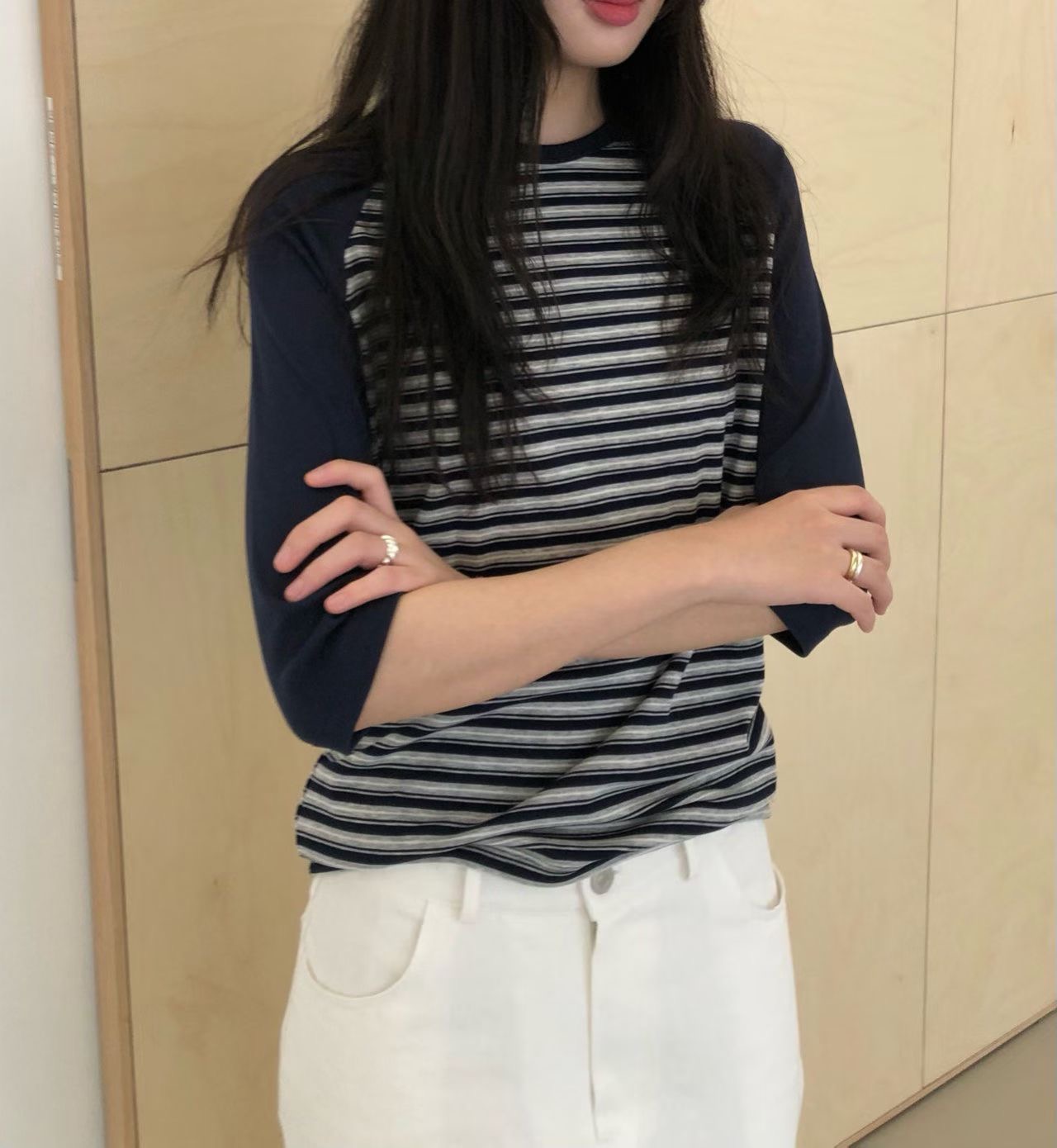 WEATHER東大門代購女裝新款休閑26春夏真品職業時尚長袖T恤GOBSLMURI-ot長袖T恤圖色1