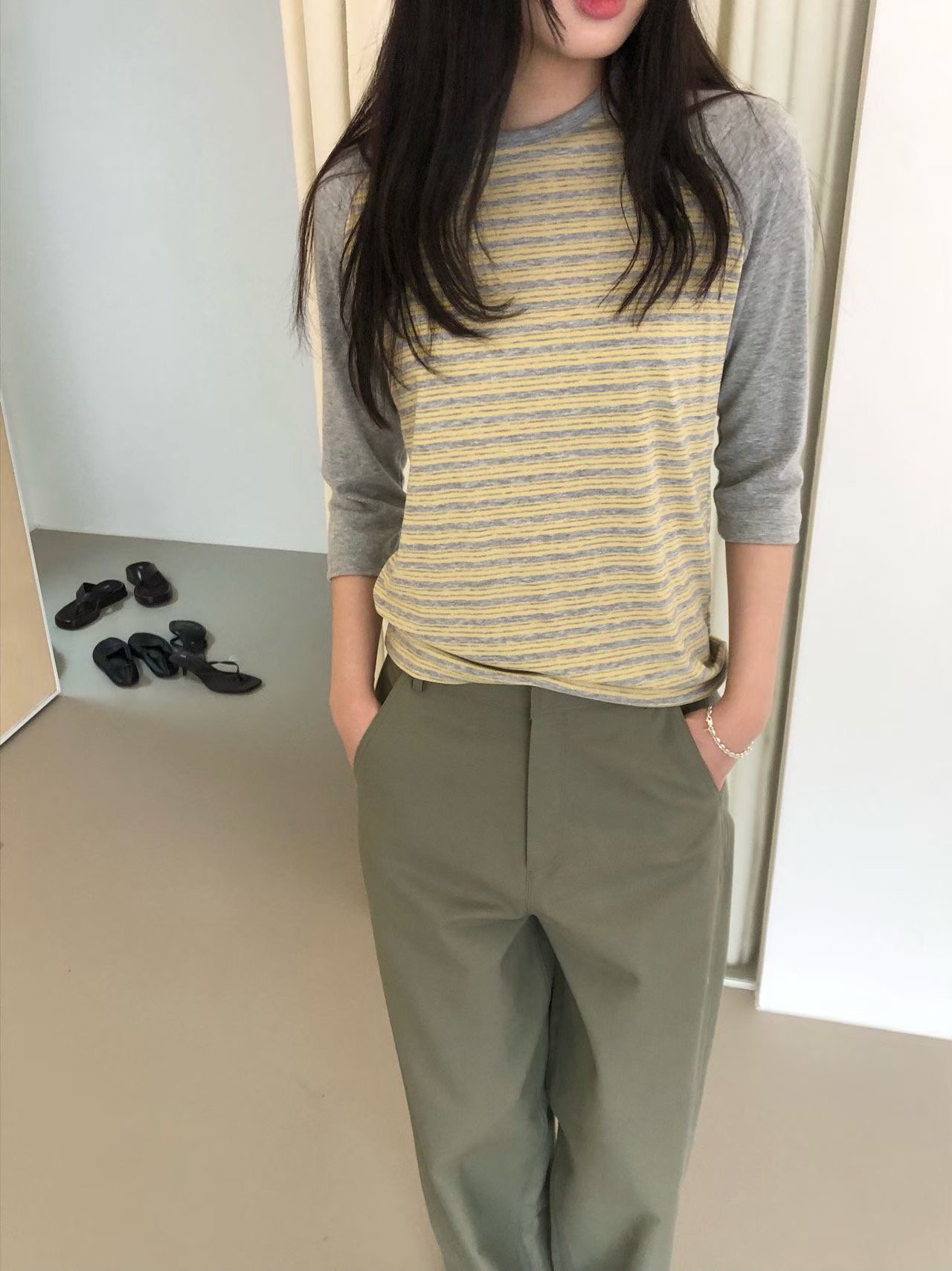 WEATHER東大門代購女裝新款休閑26春夏真品職業時尚長袖T恤GOBSLMURI-ot長袖T恤圖色2