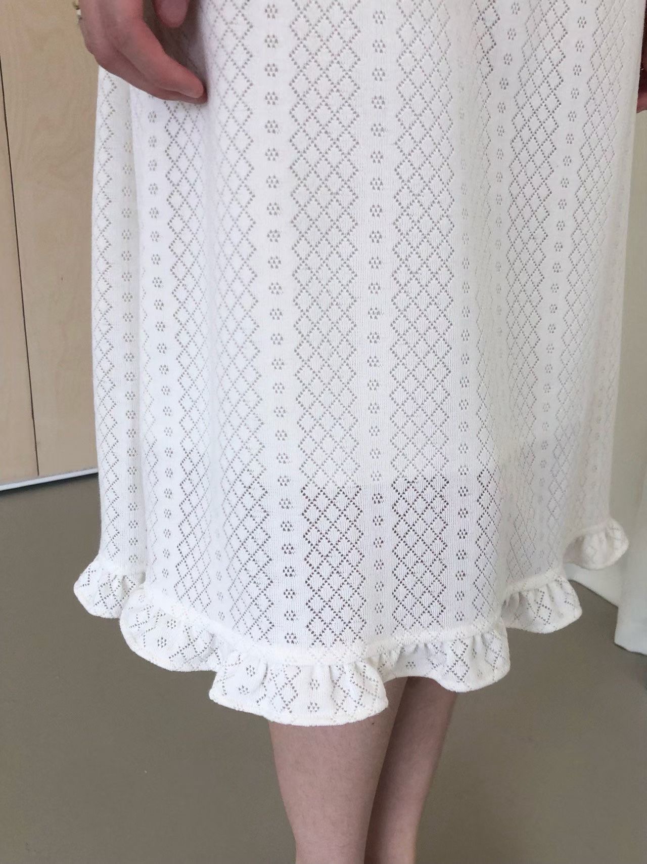 WEATHER東大門直郵女士新品時尚真品半身裙中短裙荷葉邊鏤空GOBSLMURI-ot半身裙/中短裙