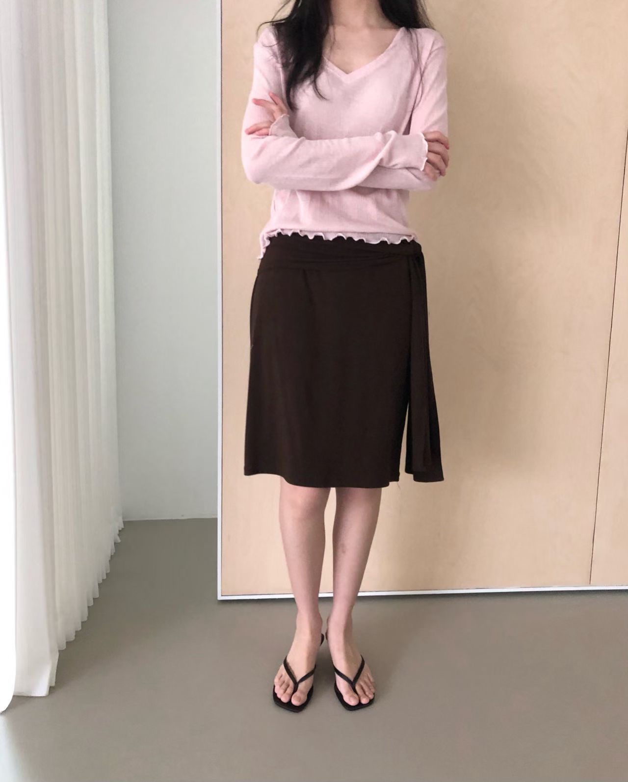 WEATHER韓國直郵女裝新品休閑推薦26春夏半身裙中短裙系帶GOBSLMURI-ot半身裙/中短裙圖色2