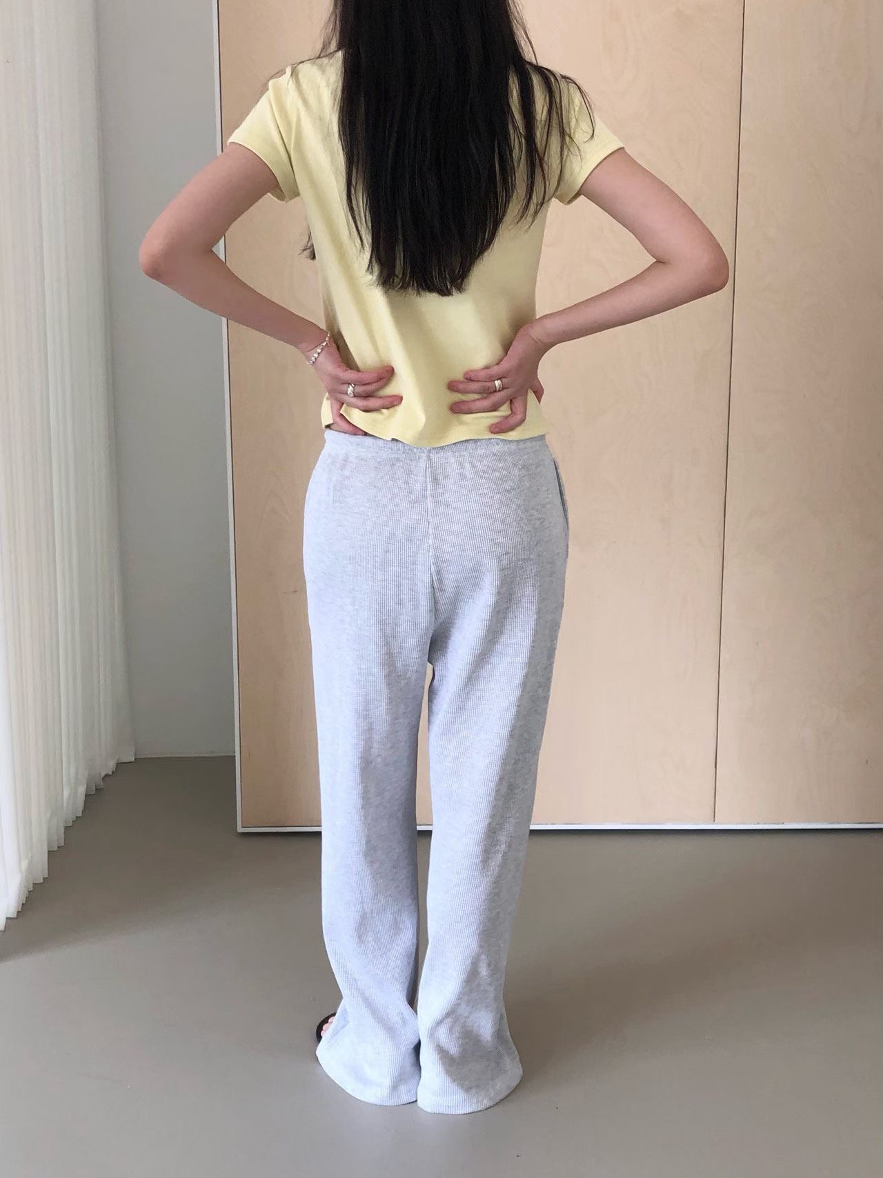 WEATHER東大門直郵女士新品推薦人氣時尚職業休閑褲華夫格GOBSLMURI-ot休閑褲