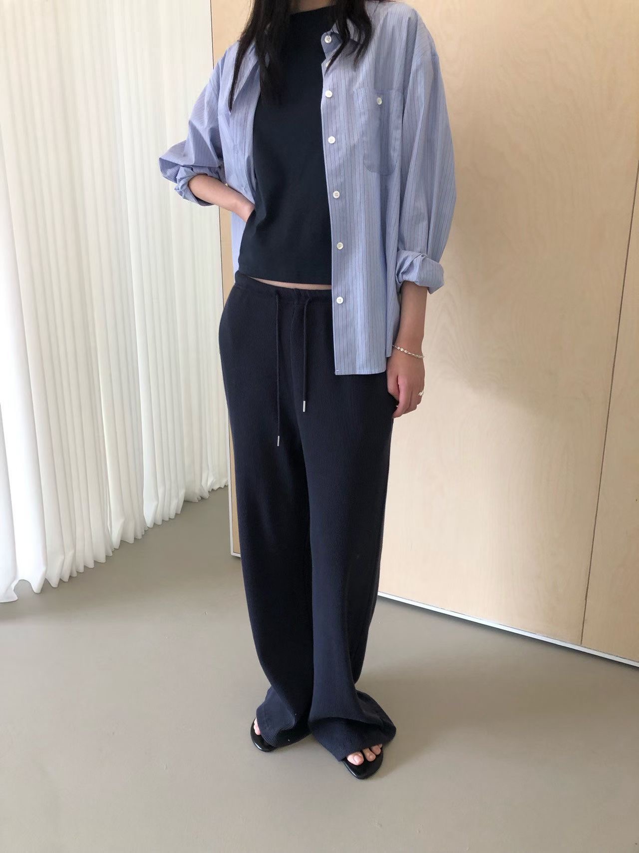 WEATHER東大門直郵女士新品推薦人氣時尚職業休閑褲華夫格GOBSLMURI-ot休閑褲