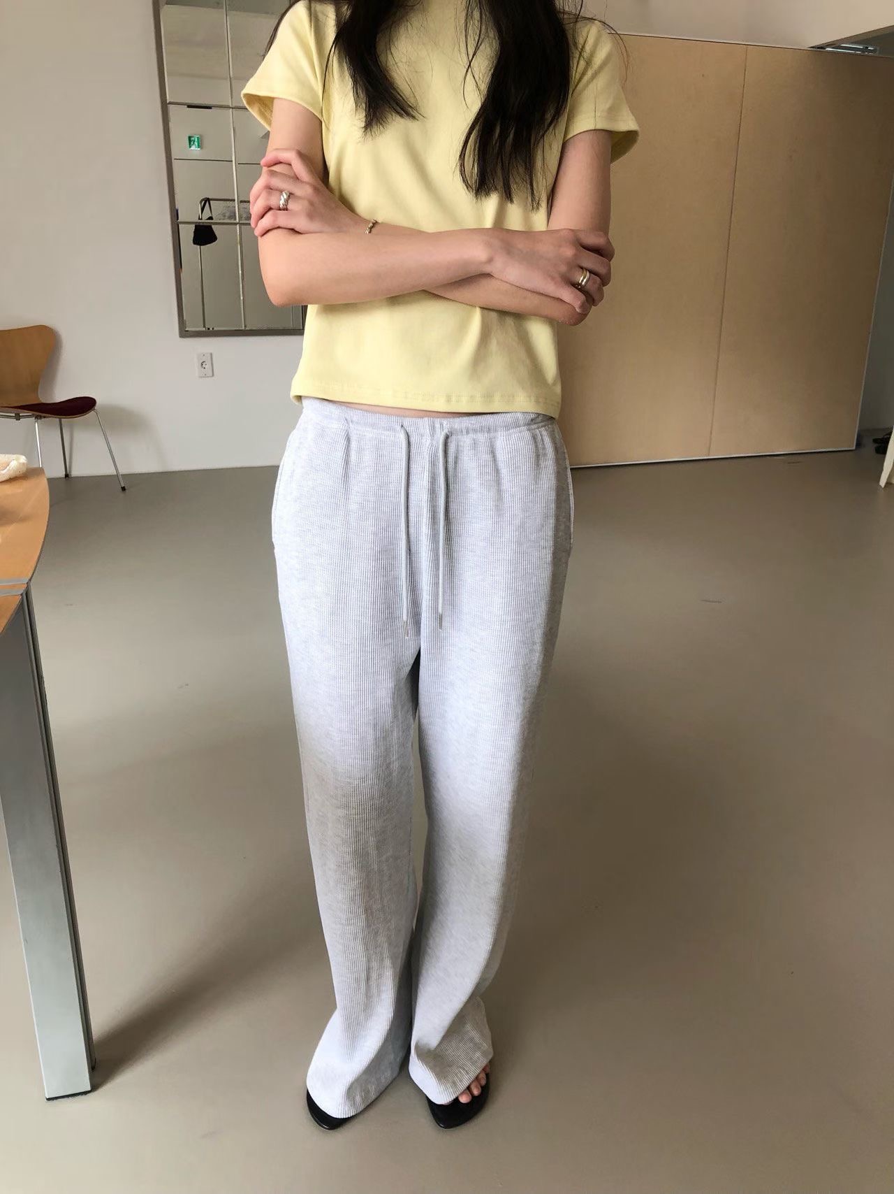 WEATHER東大門直郵女士新品推薦人氣時尚職業休閑褲華夫格GOBSLMURI-ot休閑褲圖色2