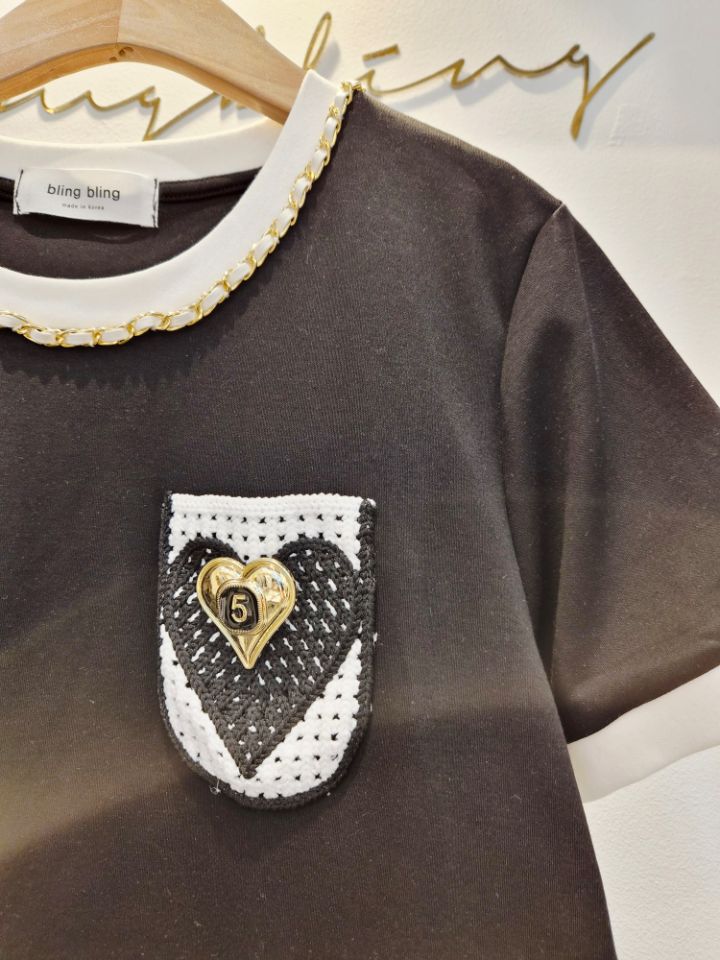 BLING BLING-S/RICO東大門實拍女士新品人氣時尚T恤口袋BLING BLING-S/RICOT恤