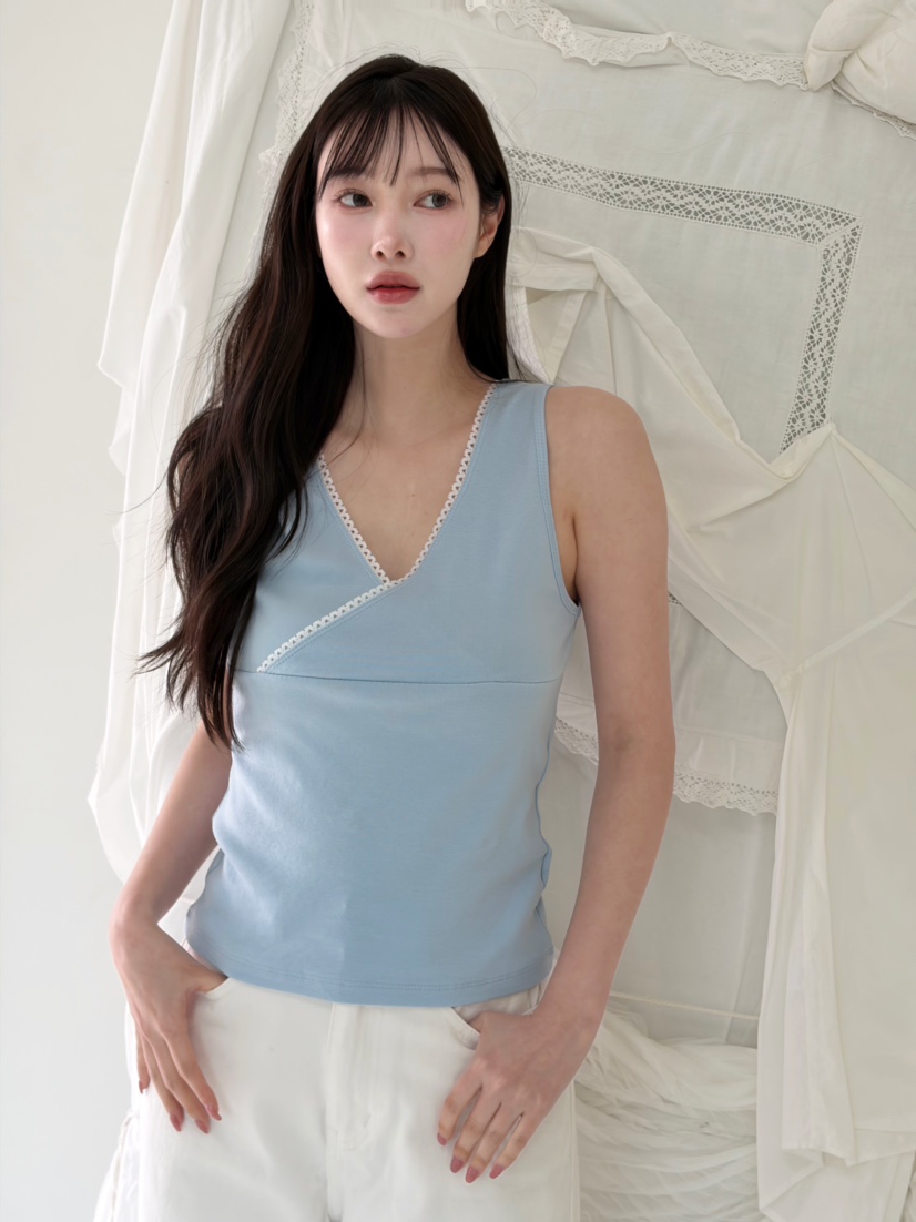 N BROWN東大門直郵女裝新款真品時尚推薦吊帶背心V領蕾絲N BROWN吊帶/背心