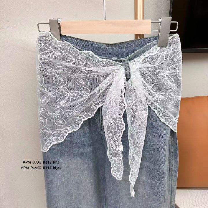 N3韓國直郵女裝新款職業熱賣真品休閑時尚26春夏圍巾披肩蕾絲N3圍巾/披肩