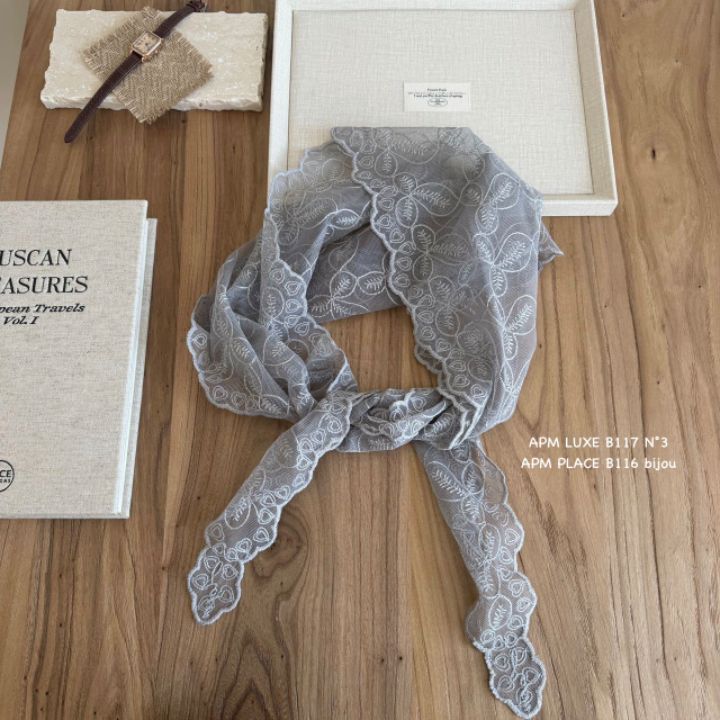 N3韓國直郵女裝新款職業熱賣真品休閑時尚26春夏圍巾披肩蕾絲N3圍巾/披肩圖色3