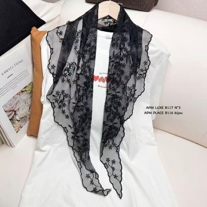 N3韓國直郵女士新款真品人氣休閑26春夏職業圍巾披肩蕾絲N3圍巾/披肩