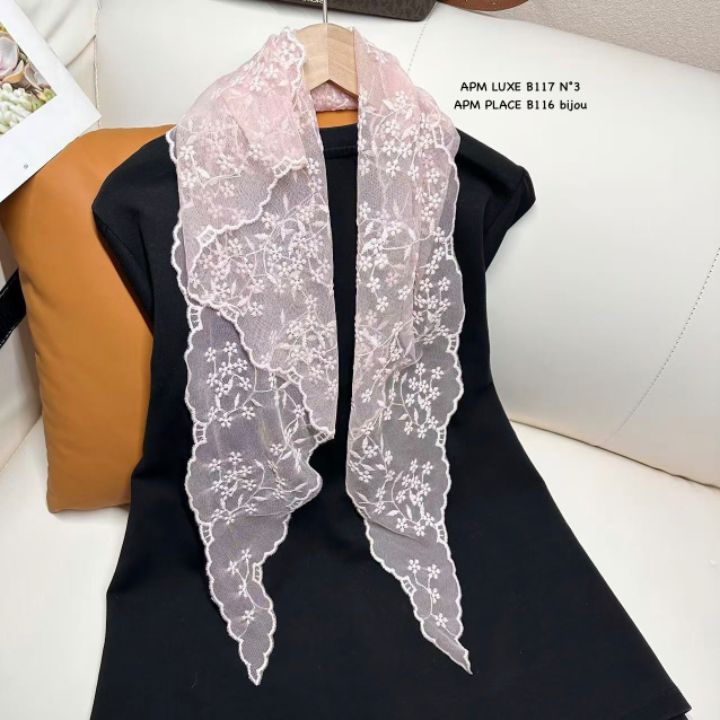 N3韓國直郵女士新款真品人氣休閑26春夏職業圍巾披肩蕾絲N3圍巾/披肩