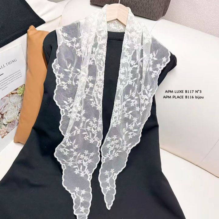 N3韓國直郵女士新款真品人氣休閑26春夏職業圍巾披肩蕾絲N3圍巾/披肩