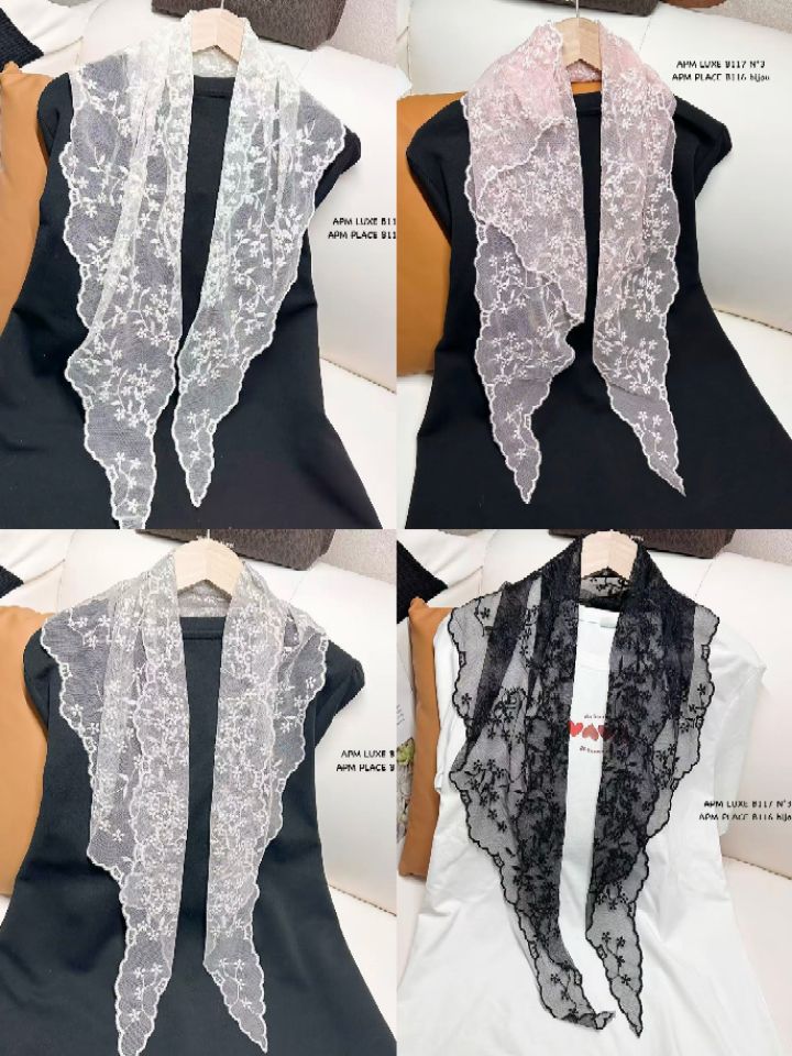 N3韓國直郵女士新款真品人氣休閑26春夏職業圍巾披肩蕾絲N3圍巾/披肩