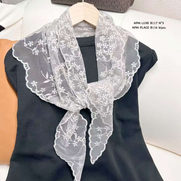 N3韓國直郵女士新款真品人氣休閑26春夏職業圍巾披肩蕾絲N3圍巾/披肩圖色3