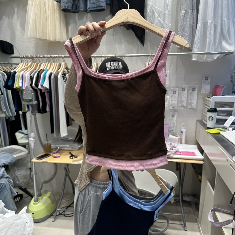 HOT PLACE/DREAM GIRIS/HOT ISSUE韓國直郵女士新品人氣吊帶背心假兩件HOT PLACE/DREAM GIRIS/HOT ISSUE吊帶/背心圖色2