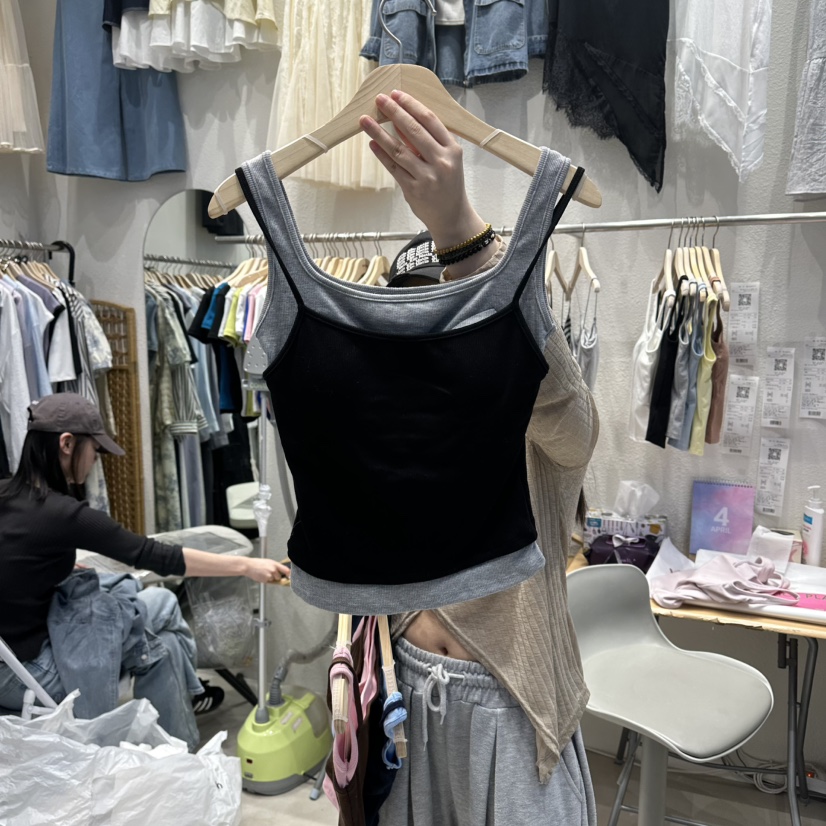 HOT PLACE/DREAM GIRIS/HOT ISSUE韓國直郵女士新品人氣吊帶背心假兩件HOT PLACE/DREAM GIRIS/HOT ISSUE吊帶/背心圖色3