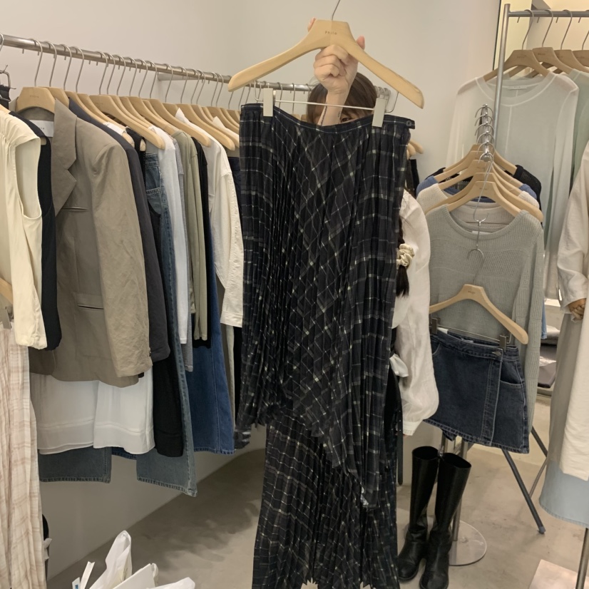 PHILO韓國代購女士新款人氣職業熱賣半身裙中短裙格子褶裥PHILO半身裙/中短裙圖色2