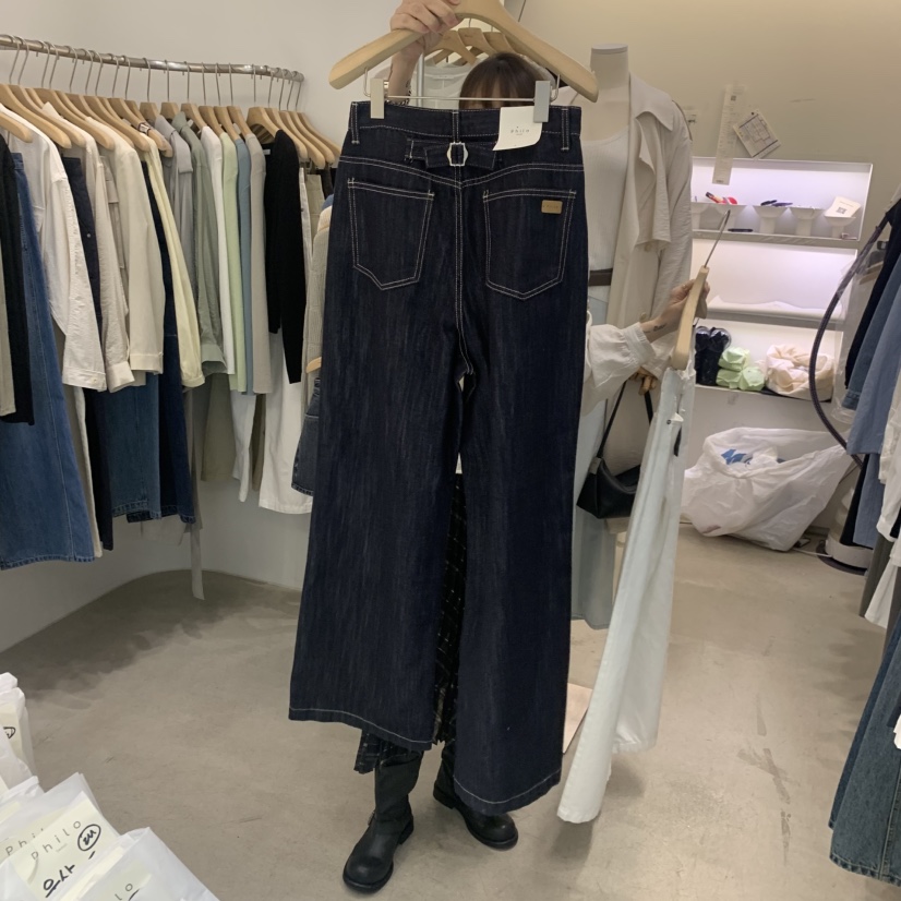 PHILO東大門代購女士新款人氣真品26春夏推薦職業牛仔褲褶裥PHILO牛仔褲