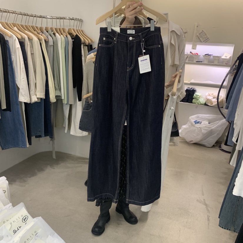 PHILO東大門代購女士新款人氣真品26春夏推薦職業牛仔褲褶裥PHILO牛仔褲圖色2