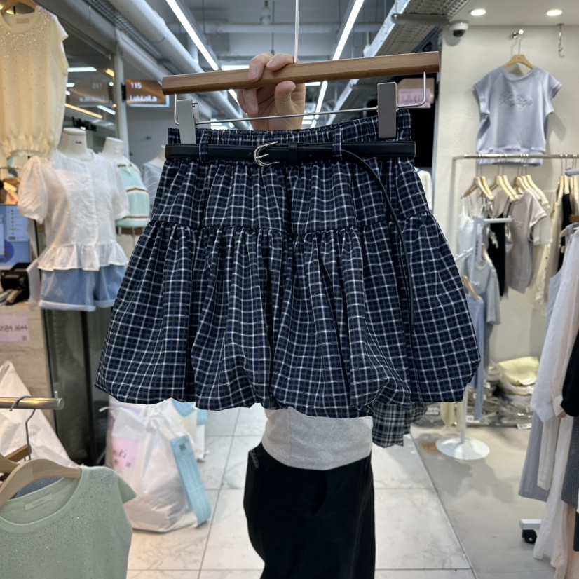 FLYFLY/LULULALLA/LIVE東大門代購女裝新品時尚裙褲含腰帶格子FLYFLY/LULULALLA/LIVE裙褲圖色2