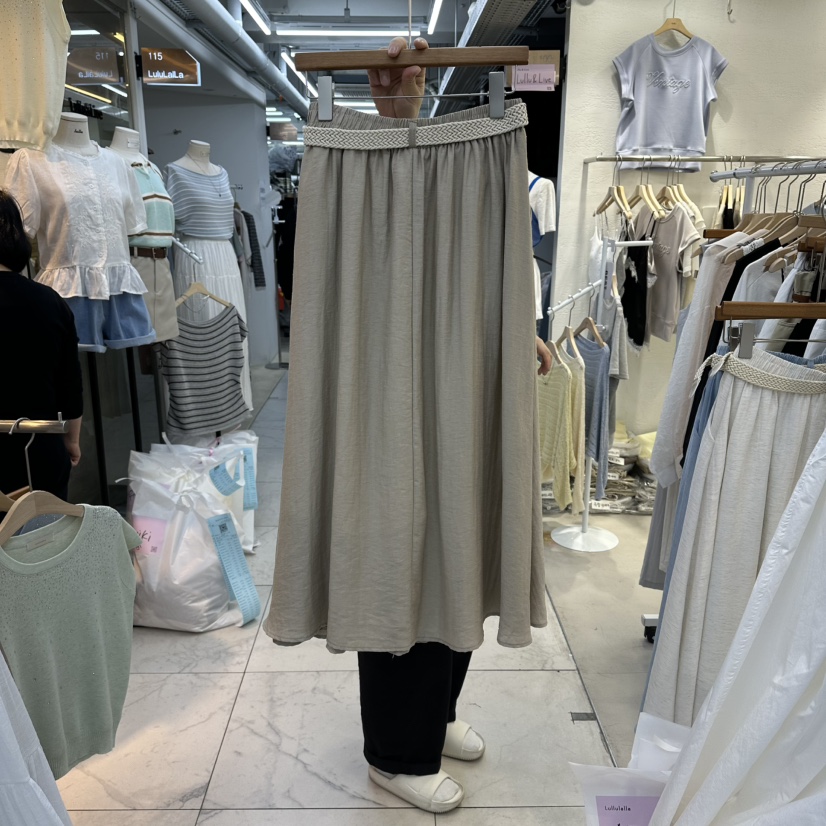 FLYFLY/LULULALLA/LIVE東大門直郵女裝新款休閑長裙含腰帶紐扣FLYFLY/LULULALLA/LIVE長裙