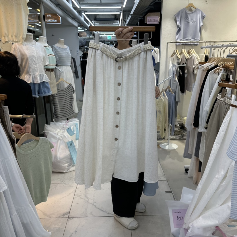 FLYFLY/LULULALLA/LIVE東大門直郵女裝新款休閑長裙含腰帶紐扣FLYFLY/LULULALLA/LIVE長裙圖色2