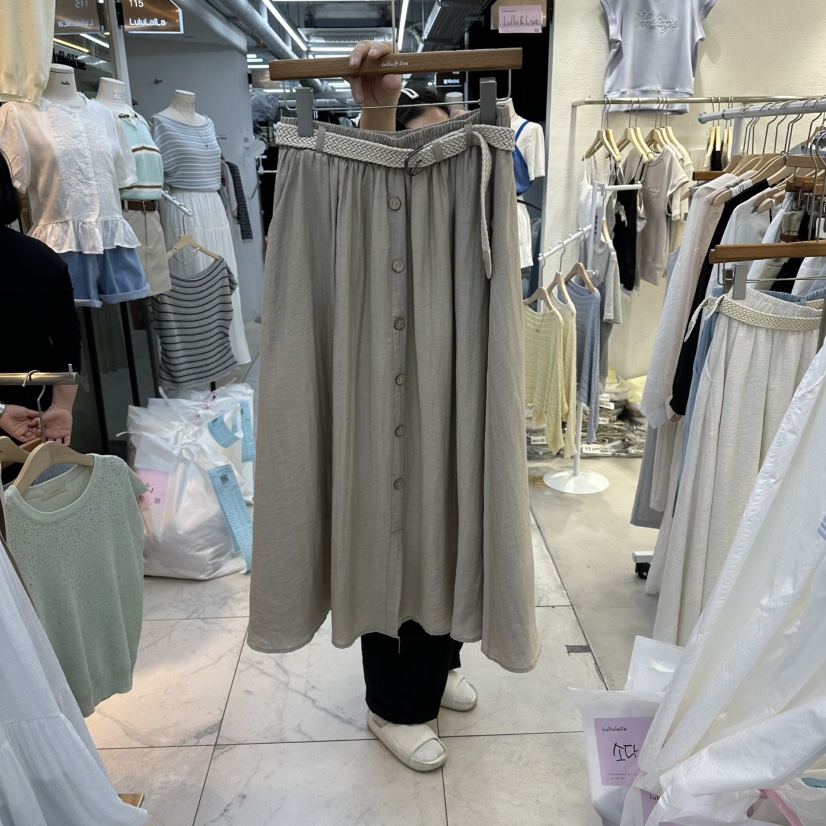 FLYFLY/LULULALLA/LIVE東大門直郵女裝新款休閑長裙含腰帶紐扣FLYFLY/LULULALLA/LIVE長裙圖色3