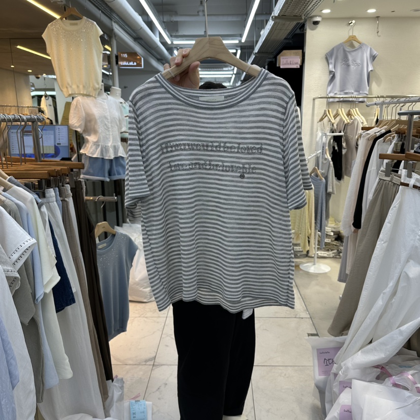 FLYFLY/LULULALLA/LIVE韓國直郵女裝新款職業熱賣T恤條紋FLYFLY/LULULALLA/LIVET恤圖色2