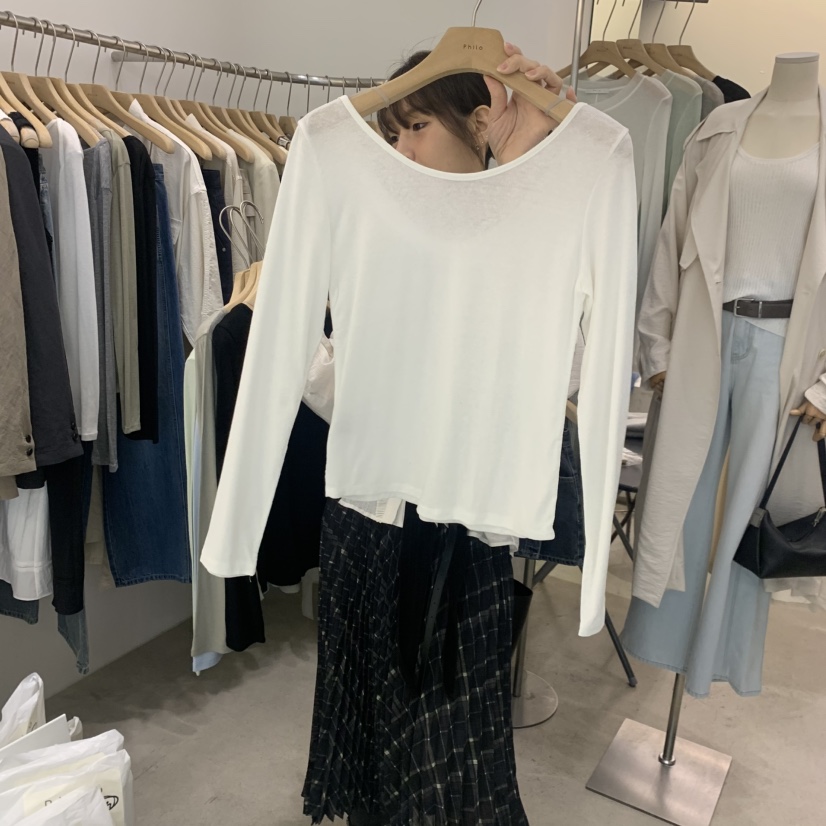 PHILO東大門代購女裝新款人氣26春夏休閑時尚長袖T恤亞麻PHILO長袖T恤圖色2