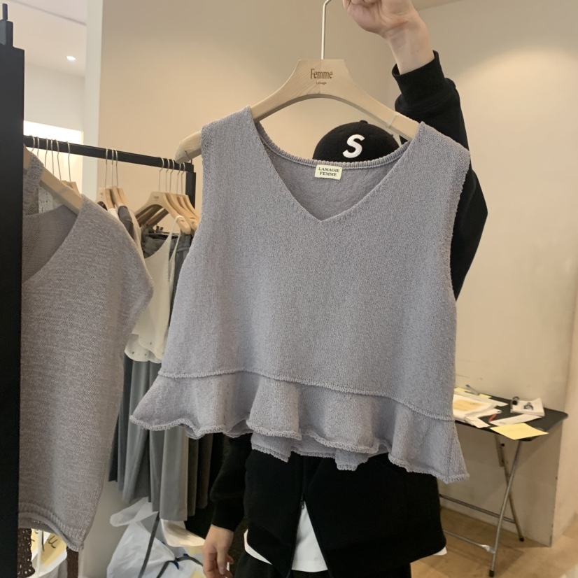 LA MAGIE FEMME東大門實拍女士新款真品吊帶背心荷葉邊Lamagie Femme吊帶/背心圖色1