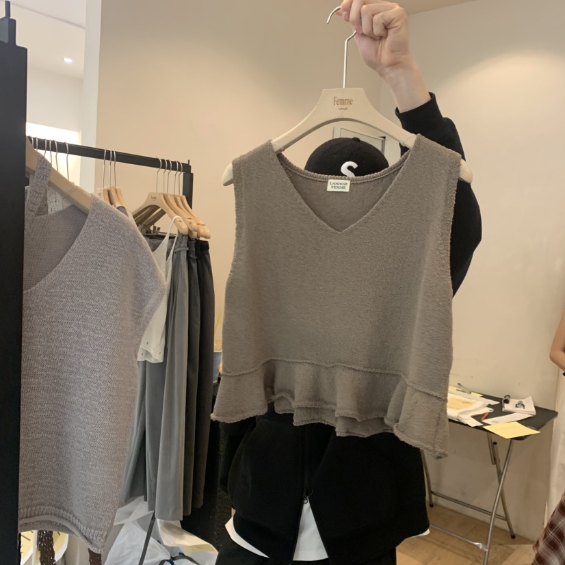 LA MAGIE FEMME東大門實拍女士新款真品吊帶背心荷葉邊Lamagie Femme吊帶/背心圖色2