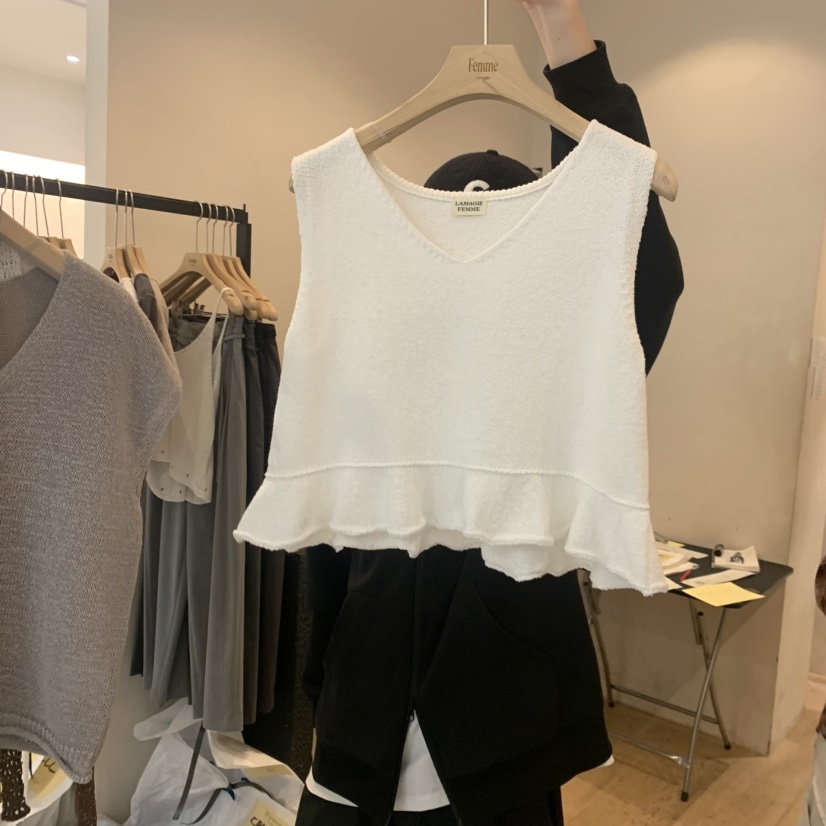 LA MAGIE FEMME東大門實拍女士新款真品吊帶背心荷葉邊Lamagie Femme吊帶/背心圖色3