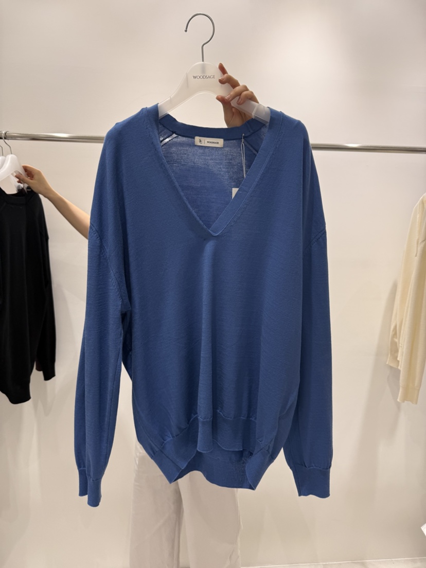 WOOD SAGE東大門直郵女士新款人氣真品職業針織衫V領天絲WOOD SAGE針織衫圖色2