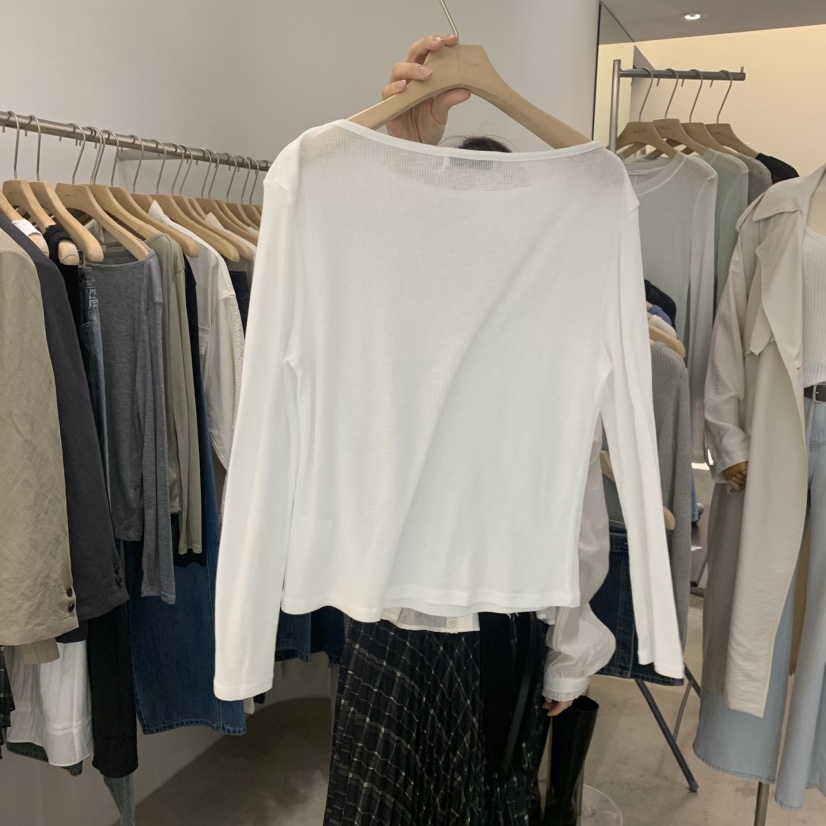 PHILO韓國直郵女士新品人氣熱賣休閑職業真品長袖T恤船領PHILO長袖T恤