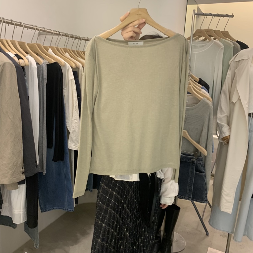 PHILO韓國直郵女士新品人氣熱賣休閑職業真品長袖T恤船領PHILO長袖T恤圖色3