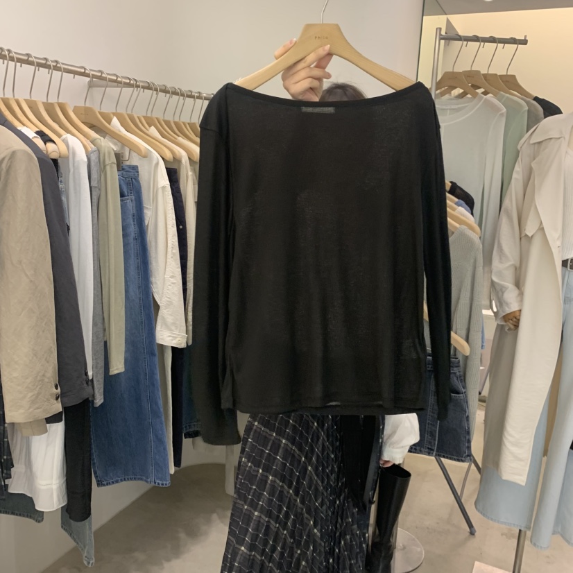 PHILO韓國直郵女士新品人氣熱賣休閑職業真品長袖T恤船領PHILO長袖T恤圖色4