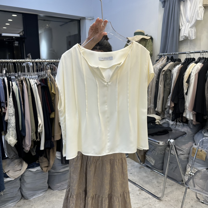 MARIGOLD韓國代購女裝新款時尚人氣26春夏真品馬甲拉鏈褶裥MARIGOLD馬甲圖色2