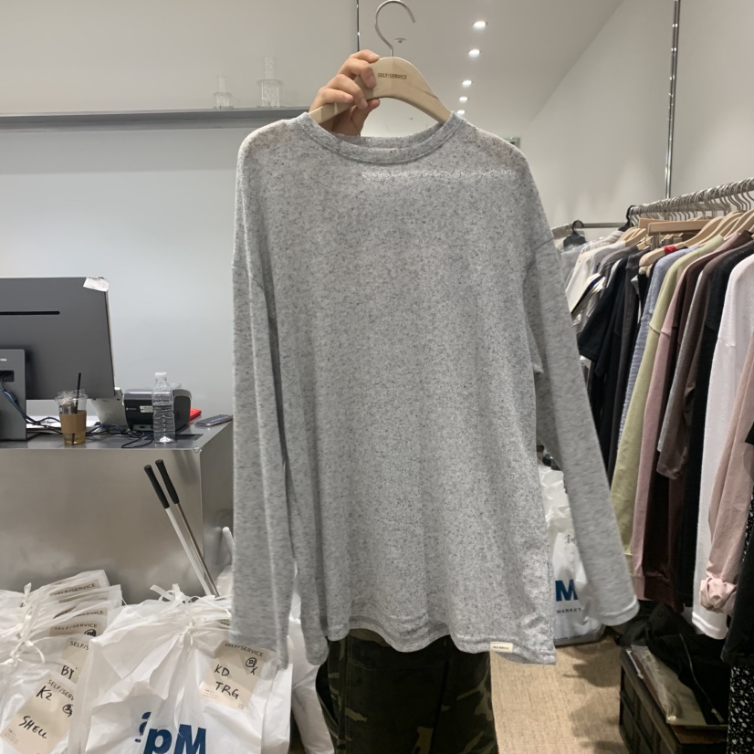 SELF SERVICE韓國代購女裝新品職業休閑長袖T恤亞麻針織SELF SERVICE長袖T恤圖色2