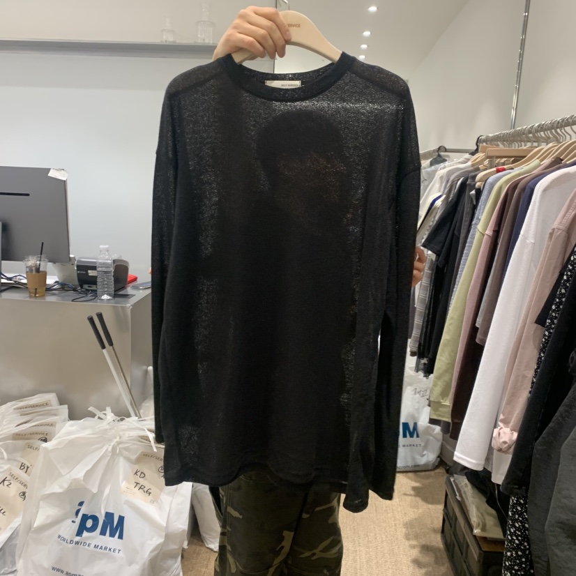 SELF SERVICE韓國代購女裝新品職業休閑長袖T恤亞麻針織SELF SERVICE長袖T恤圖色3